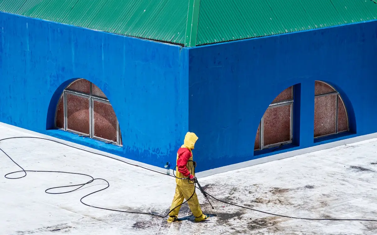 Pressure washing concrete clean